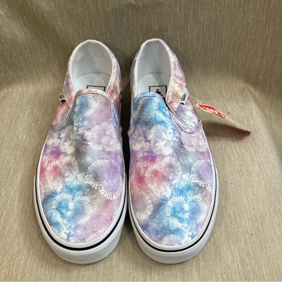 VANS OFF THE WALL Sz 9 Asher Heart Pastel Tie Dye Slip On Shoes NEW WITH  TAG - Picture 2 of 9